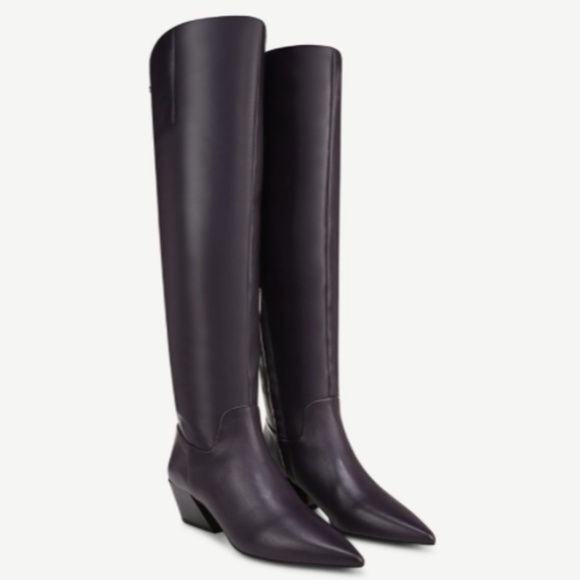 Franco Sarto Gwyn Knee High Boot In Eggplant Purple Leather - Picture 1 of 7